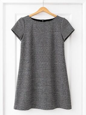 Zara Woman Grey Plaid Shift Dress
